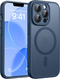 FNTCASE for iPhone 13 Pro Max Case, Fit for Magsafe, Full Camera Protection | Translucent Matte Magnetic Phone Back, 14FT Military Grade Drop Proof, Slim Shockproof Protective Cover, Blue by FNTCASE