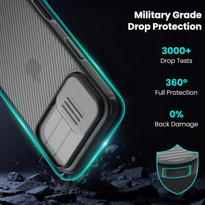 Nillkin for iPhone 17 Case with Slide Camera Cover & Thin Slim Fit | Shockproof Protective | Protector Privacy | Phone Case Camera Lens Protector, Transparent Black - Image 3