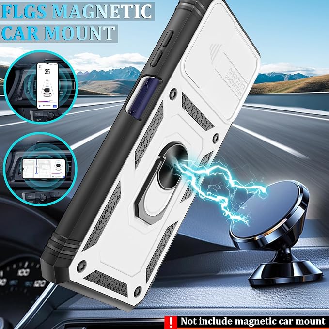Gritup for Galaxy A03S Phone Case Military-Grade Shockproof with Kickstand | with 2 PCS Screen Protector, Slide Camera Cover, Heavy Duty Outdoor Protection Funda para Galaxy A03s Cover-White+Black - Image 6