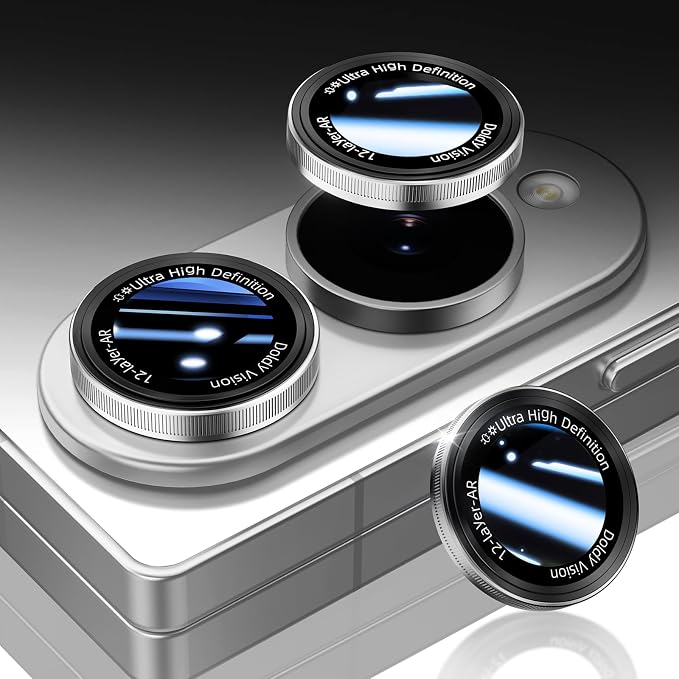 HelloDeere for Samsung Galaxy Z Fold 8 Camera Lens Protector, Military-Grade 9H+ Tempered Glass with AR Optical Tech HD Anti-Glare Anti-Scratch Metal Individual Ring Easy Install Case Friendly, Silver by HOME