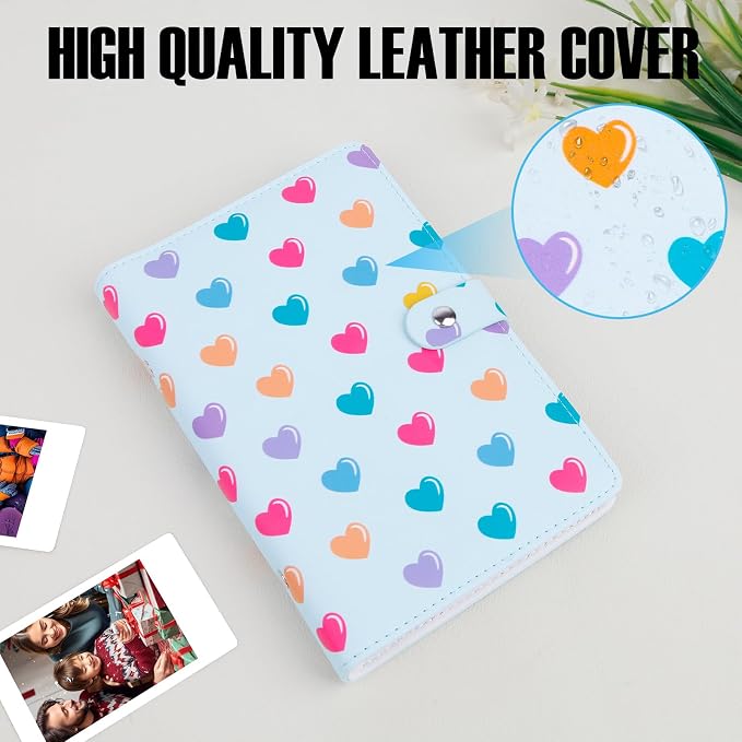 Veicevol 156-Pocket Album for Instax Mini & Polaroid 2x3 inch Photos, Blue | PU Leather Cover, Portable Album, Mini Photo Album for Fujifilm Instax Mini Camera, Polaroid Camera, Wedding Keepsake - Image 5