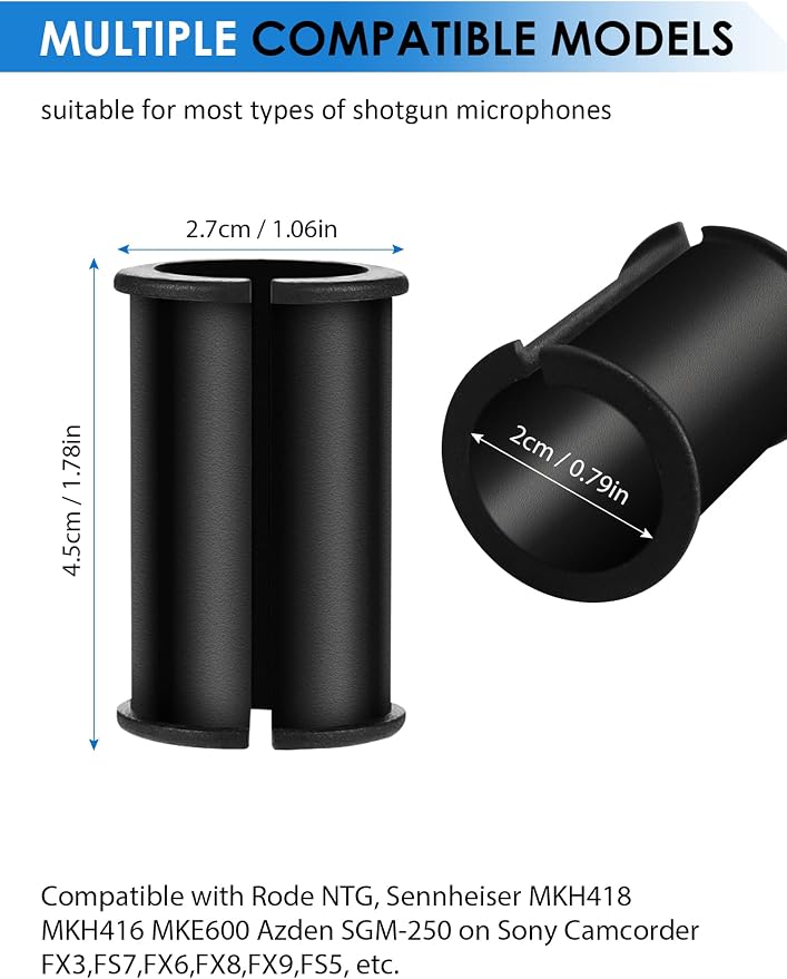 6 Pcs Microphone Shock Mount Rubber Spacer Tube Microphone Sleeve Washer | Rubber Spacer Tube Sleeve Washers, Fits Sony Camcorder FX3/FS7/FX6/FX8/FX9/NX80/FS5, Rode NTG, Sennheiser MKH Shotgun Mic - Image 5