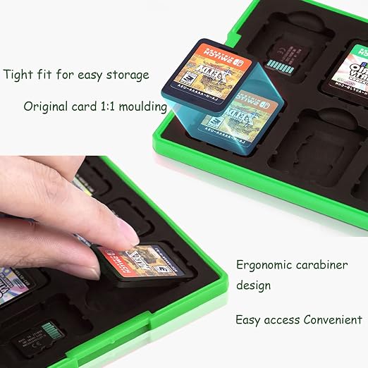 doepeBAE Game Card Case for Nintendo Switch,Portable Game Card Holder,Hard Shell Storage Case,Large Capacity Switch Card Organizer with 12 Card Slots (M Green) - Image 3
