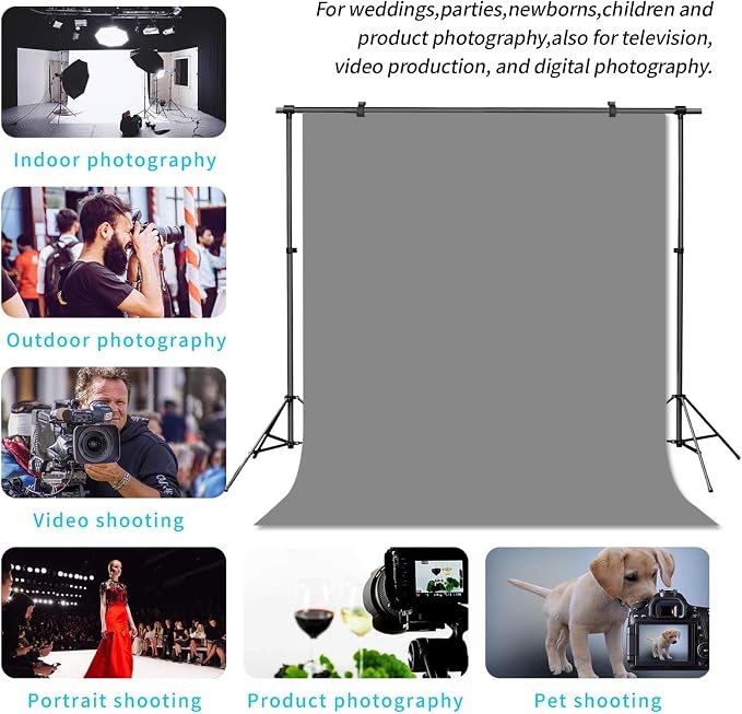 Gray Photo Backdrop for Photoshoot Solid Color Background 5x7 ft | Grey Photography Photobooth Curtain for Headshot, Homestudio, Portrait, Video, Meeting, Easy to Install, Washable Fabric - Image 4