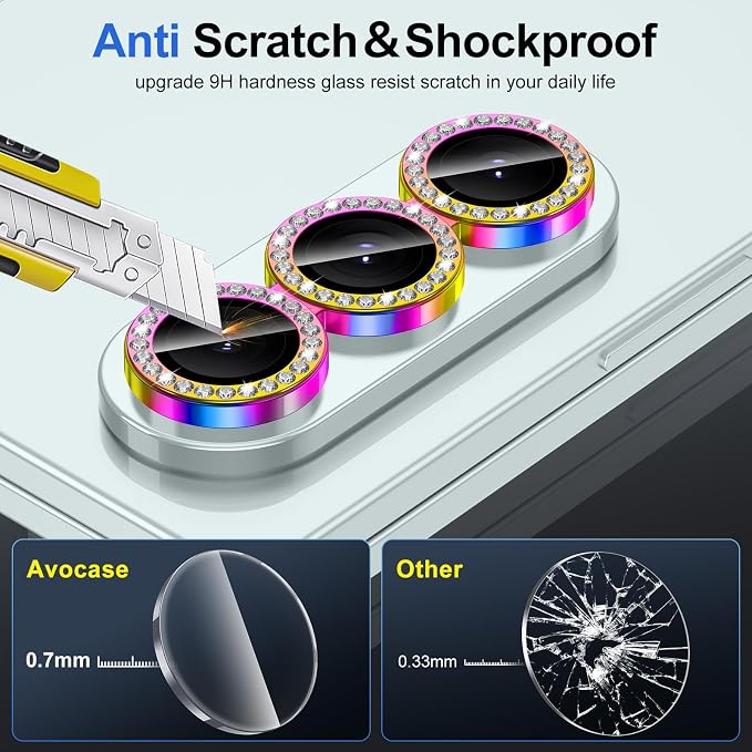 for Samsung Galaxy Z Fold 7 Camera Lens Protector, Individual Metal Ring Tempered Glass Lens Cover, [Strong Adsorption] Scratch Resistant Ultra-Thin HD Clear Lens Cover, 1 Set-Colorful Diamond - Image 3