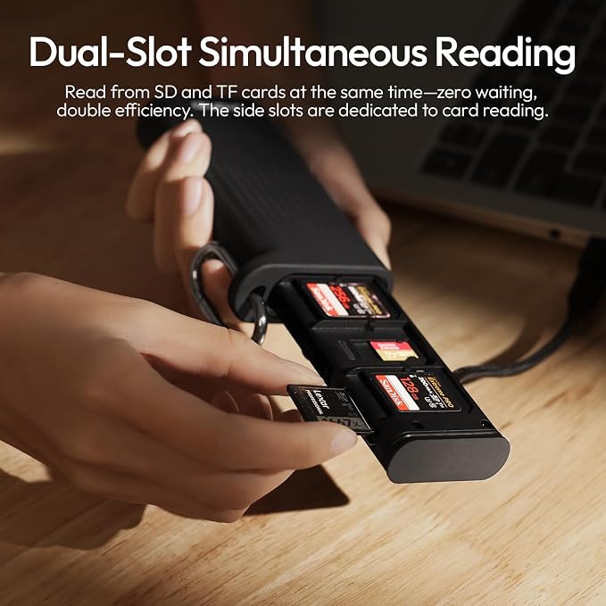 ULANZI CR2 High-Speed 2-in-1 SD TF Card Reader & Case Holder for SD/TF/Nano SIM Card/Eject Pin w IP54 Protection, USB 3.1 Type-C SD/TF 4.0 UHS-II, Camera Phone Photography Accessories (Grey) - Image 3