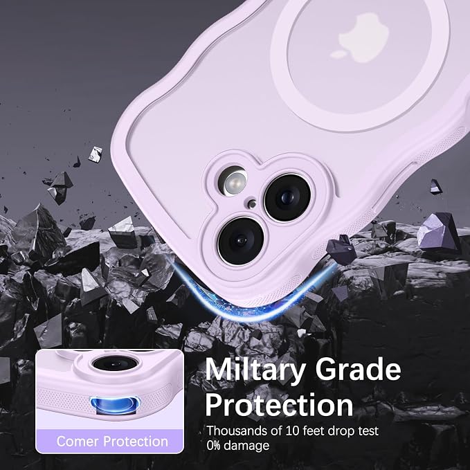BENTOBEN Magnetic for iPhone 17 Case, Cute Wavy Full Camera Protection [Compatible with MagSafe] Translucent Matte Anti-Slip Bumper Women Girls Boys Protective Cover for 17 6.3",Gray Pink - Image 4