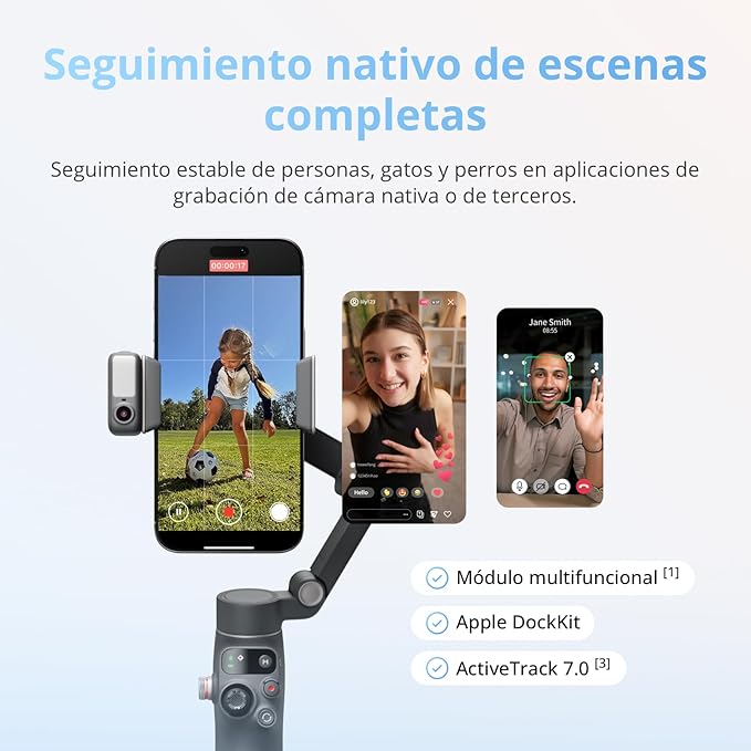 DJI Osmo Mobile 8 Gimbal Stabilizer for Phone, 3-Axis Stabilization | AI Native Tracking with Audio & Lighting, 360° Pan Rotation, Built-in Extension Rod & Tripod, 10h Battery, Extension Rod - Image 2