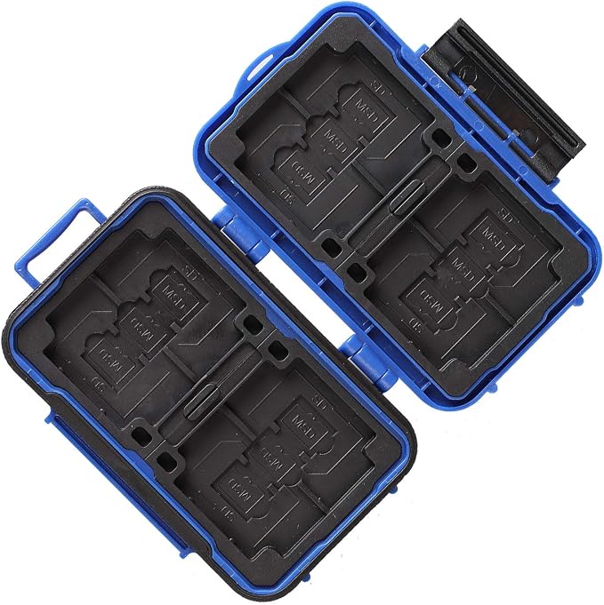 LYNCA 24 Slots Camera Memory Card Case Holder Water-Resistant Anti-Shock SD Card Case Holder Wallet for 8 SD Cards 4 CF Cards 12 Micro SD/TF Cards Storage Box, Compact Memory Cards Wallet (Blue) - Image 4