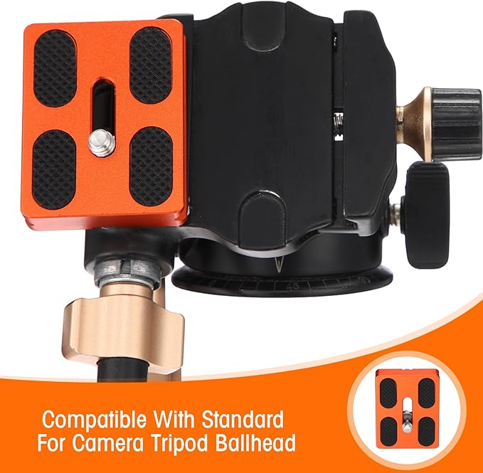 Frienda Quick Release Plate Tripod 1/4-20 DSLR,Pu50,Orange | Tripod Mount Plate, Camera Tripod Mount for DSLR Camera Tripod Ball Head , Metal, 1.9 x 1.5 x 0.4 Inch - Image 5