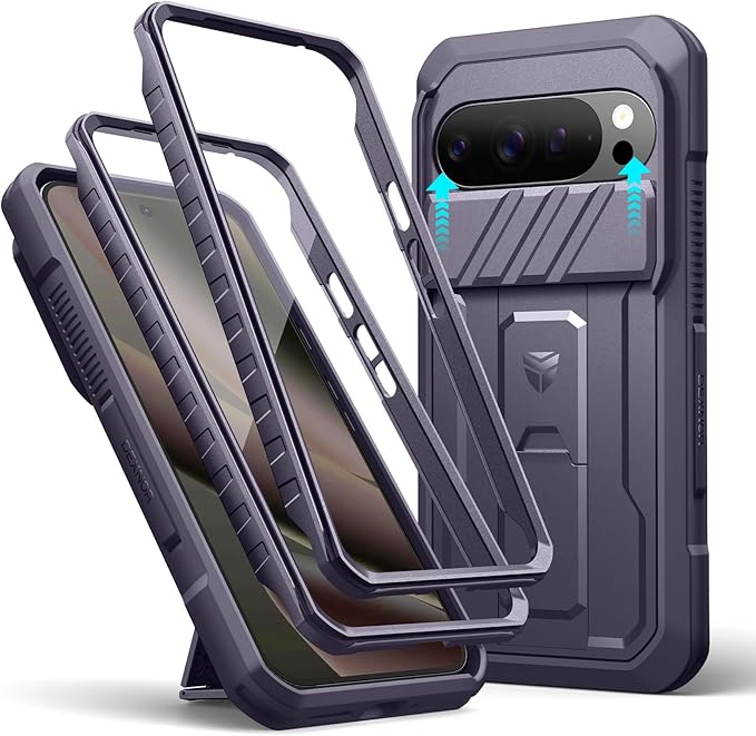 Dexnor for Google Pixel 10 Pro XL Case with Slide Camera Cover & 2 Front Frames & Built-in Screen Protector & Kickstand, Full-Body Shockproof Protective Cover Rugged Bumper Cases，Phantom Purple（2025） by Dexnor