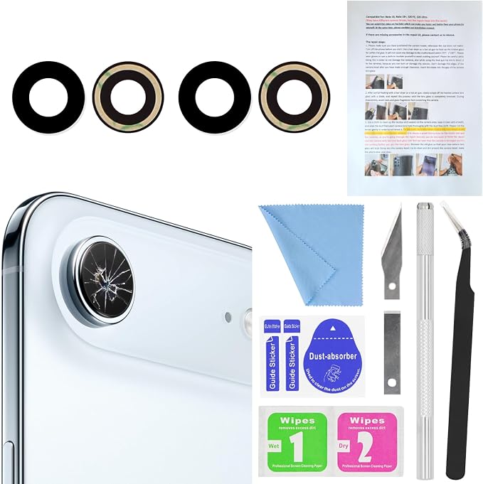 2PCS ASDAWN Back Rear Camera Lens Glass Replacement for iPhone Air 6.5 inch with Pre-Installed Adhesive, Back Lens Glass with Installation Manual + Repair Tool Set by ASDAWN