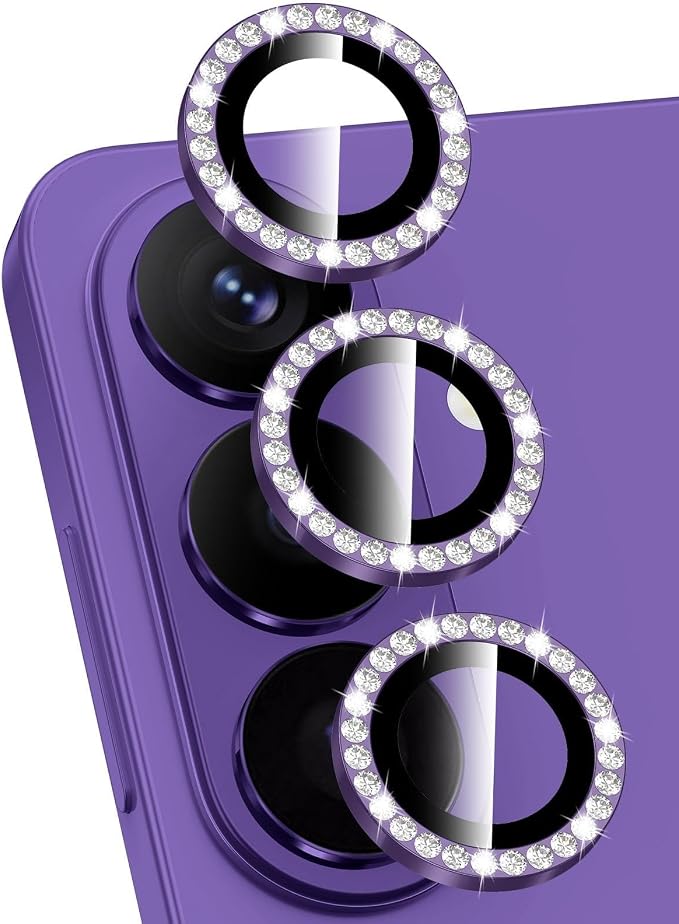 for Samsung Galaxy S26 Plus Camera Lens Protector, Individual Metal Ring Tempered Glass Lens Cover, [Strong Adsorption] Scratch Resistant Ultra-Thin HD Clear Lens Cover, 1 Set-Violet Diamond by Btscase