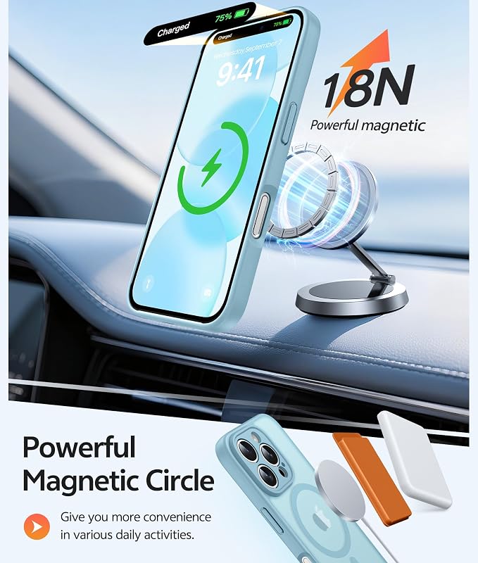 FNTCASE for iPhone 16 Pro Max Case, Fit for Magsafe, Glass Screen Protector | Full Camera Protection, Translucent Matte, 14FT Military Grade Drop Proof, Shockproof Protective Phone Cover, Teal - Image 3