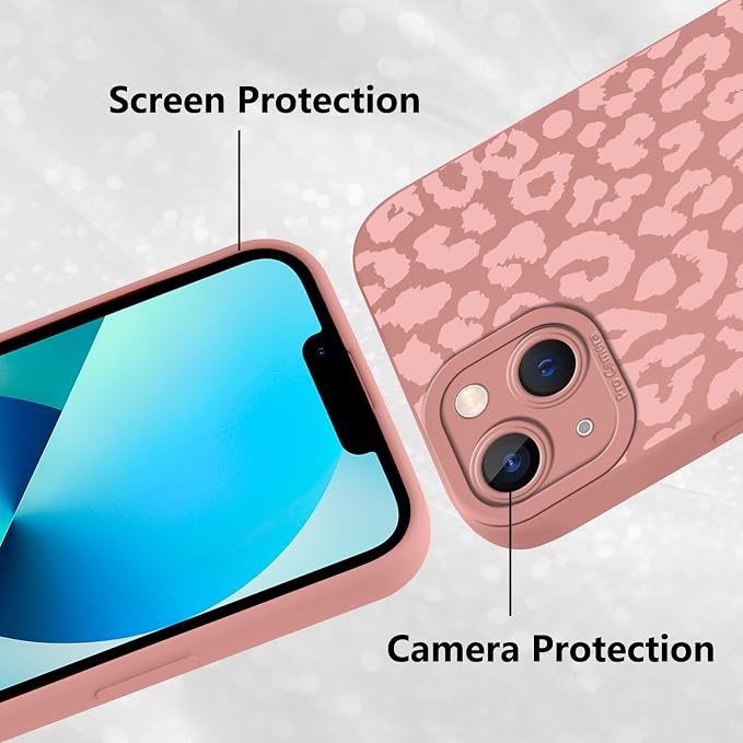 Cute Pink Cheetah Print Phone Case for iPhone 13 6.1" | Aesthetic Leopard Pattern Design Cover Full Camera Lens Protective Shockproof Soft Slim TPU Funda for Women Girls - Image 5