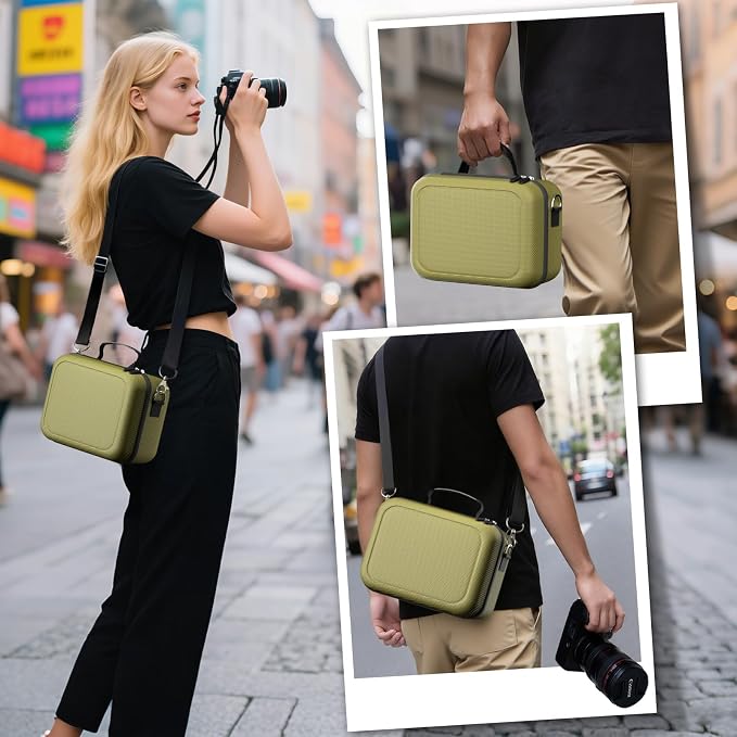 ProCase Hard Shell Camera Case for Canon Rebel T7 -Green | Soft Padded Bag with 1 Shoulder Strap and 3 Adjustable Dividers for Digital Camera EOS R100/R50/DSLR/SLR/Nikon/Sony - Image 5