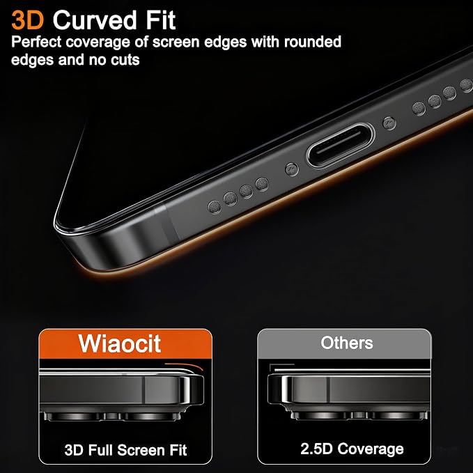 Wiaocit Tempered Glass Screen Protector for iPhone 14 Pro Max | 3+3 Pack, 9H Hardness, Camera Lens Protector, Installation Frame, Bubble Free, Case Friendly - Image 5
