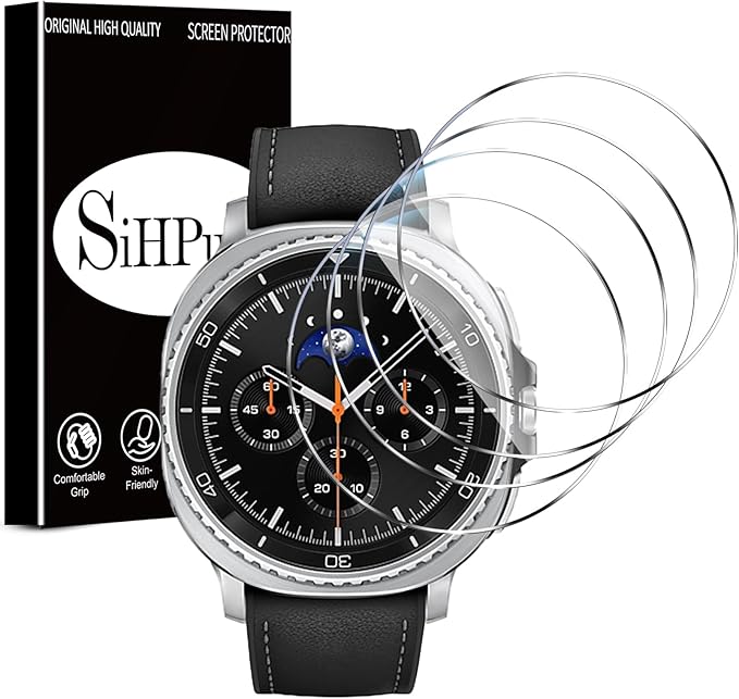 SiHPuoy Tempered Glass Screen Protector for Samsung Galaxy Watch 8 Classic | 4 Pack, 46mm, 9H Hardness, Military Grade Shatterproof, Anti Scratch, Bubble Free, HD Ultra-thin, Easy Install, Case Friendly by SiHPuoy
