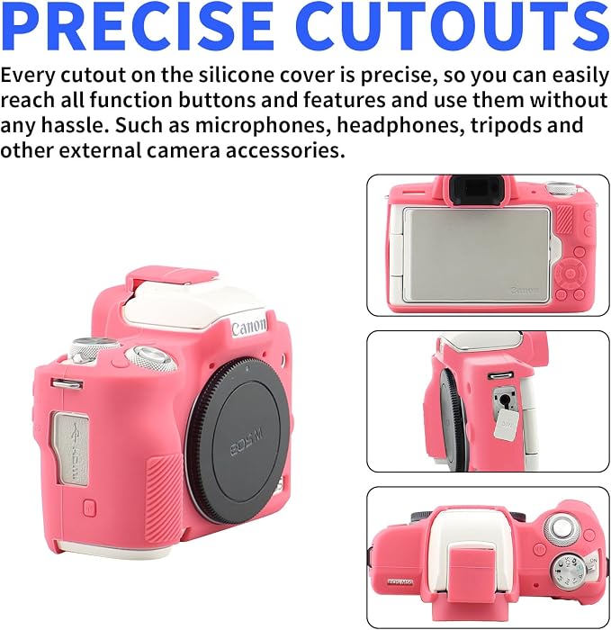Easy Hood Camera Case for Canon EOS M50/M50 Mark II Digital Camera Rose | Soft Silicone Case Cover, Anti-Scratch, Dustproof, Shockproof, Slim Fit, Lightweight, Easy to Install, Easy to Clean - Image 2