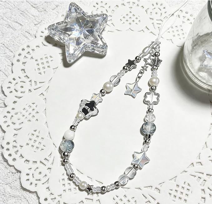 Cute Beaded Camera Wrist Strap for Phone, Digital Camera Charm Lanyard, Pearl Beaded Chain for Bag Keychain Gift - Image 2