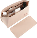 Doxo Purse Organizer Insert for Handbags & Base Shaper 2pc Set, Felt Neverfull PM Organizer Insert, Tote Bag Organizer with Zipper Pocket and Bottle Holder, Fit Neverfull PM and More, Beige-M by Doxo