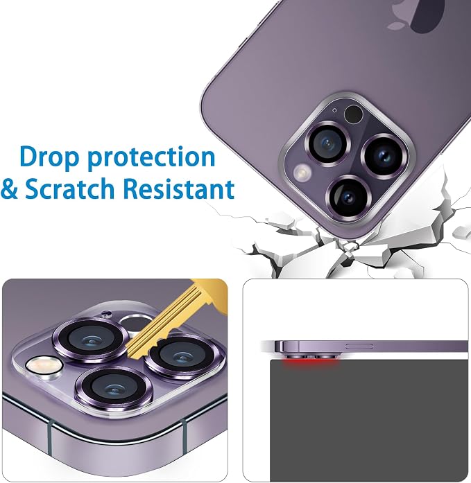 Dengduoduo 3 Pack Tempered Glass Camera Lens Protector for iPhone 14 Pro 6.1" & iPhone 14 Pro Max 6.7", Ultra HD, 9H Hardness, Anti-Scratch, Case Friendly, Easy to Install [No Affect on Night Shots] - Image 4