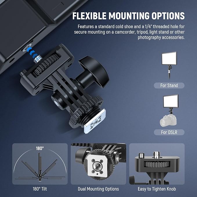 NEEWER Basics 13" LED Video Light Panel, 2 Pack with Tripod Stands, NL-192B | Studio Lighting Kit, Bi Color Photo Key Light for Streaming Photography Podcast Recording, 2400Lux 3200-5600K CRI97+ 8000mAh - Image 6