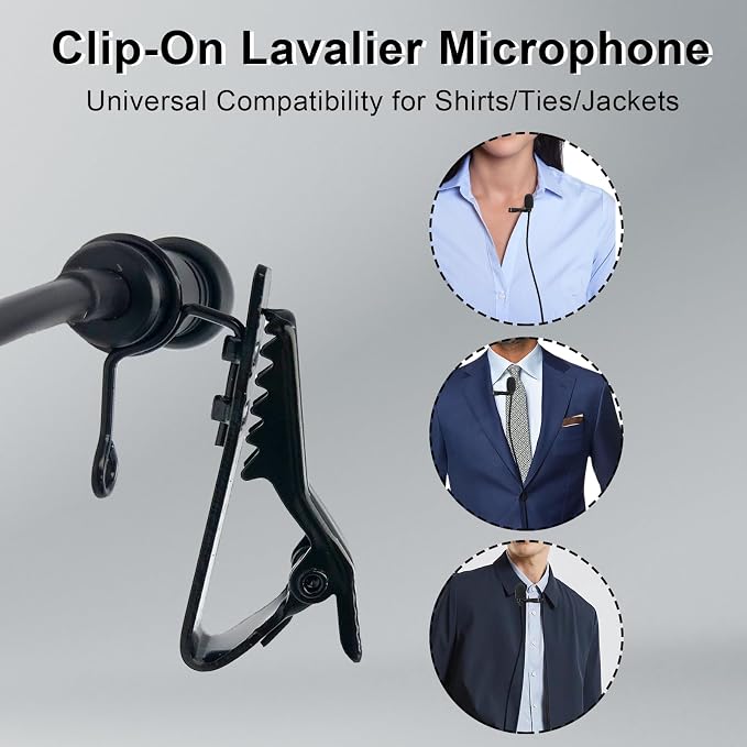 Lavalier Lapel Microphone Compatible with Sennheiser Wireless System Bodypack Transmitter EW100 G4 EW300 G1 G2 G3, EWD1, ME2, ME3, ME4 Omnidirectional Condenser Mic (3.5mm Screw Lock Plug) - Image 4