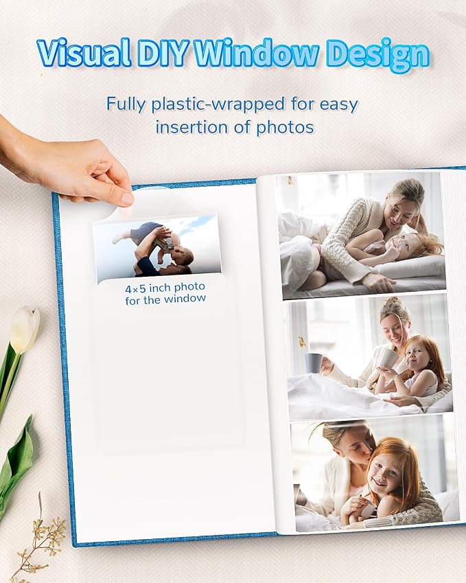 Artfeel Photo Album 4x6 with 300 Pockets,Slip-in Picture Albums,Linen Cover Memory Book with Front Window,White Page Vertical Photo Book for Wedding,Family,Anniversare,Baby,Vacation - Image 2