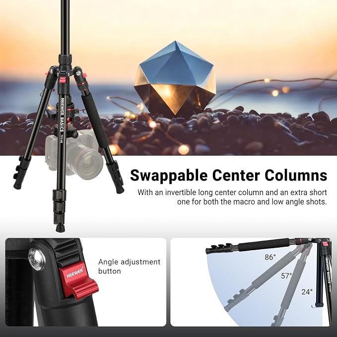 NEEWER Basics 72" / 182 cm Travel Tripod Monopod for Camera, Compact Lightweight Portable Video Recording Stand, Arca Type Ball Head, Cell Phone Holder Compatible with iPhone, Max Load 13.2 lb, TP14B - Image 4