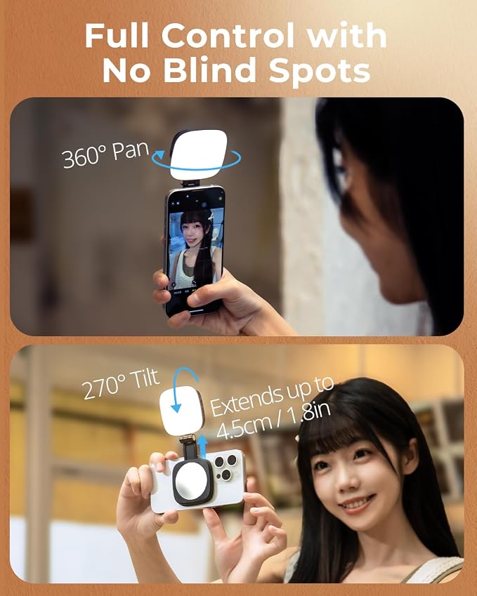 SmallRig Magnetic Selfie Light for iPhone, Phone Light with a Mirror | Instant Attachment for MagSafe, for Selfies, Video Conference, Vibe P48 Black - Image 4