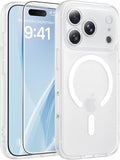 FNTCASE for iPhone 17 Pro Max Case, Fit for Magsafe, Screen Protector White | Full Camera Protection, Translucent Matte, 14FT Military Grade Drop Proof, Shockproof Protective Phone Cover, White by FNTCASE