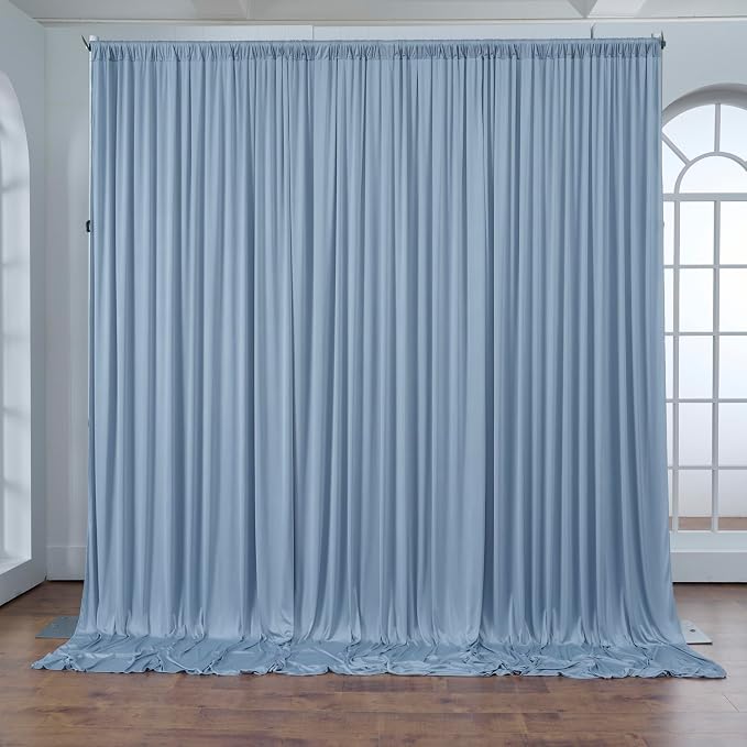 50 ft x 10 ft Wrinkle Free Dusty Blue Backdrop Curtain for Parties, 10 Panels 10ft Polyester Dusty Blue Photo Backdrop Drapes for Graduation Birthday Wedding Party Stage Curtains - Image 8