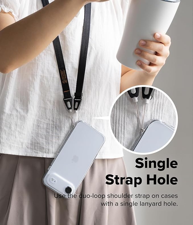 Ringke Phone Lanyard for iPhone 17 Pro Max and Most Smartphones [One-Touch Buckle] Shoulder Strap Adjustable Sturdy Universal Phone Crossbody Neck Lanyard for Travel Essentials - Black - Image 6