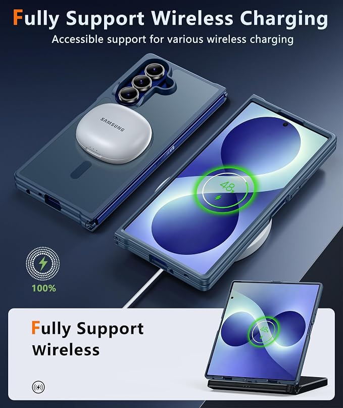 FNTCASE for Samsung Galaxy Z Fold 8 Ultra / Z Fold 7 Case, Fit for Magsafe | Screen Protector, Translucent Matte, 18FT Military Grade Drop Protection, Shockproof Protective Phone Cover, Blue - Image 7