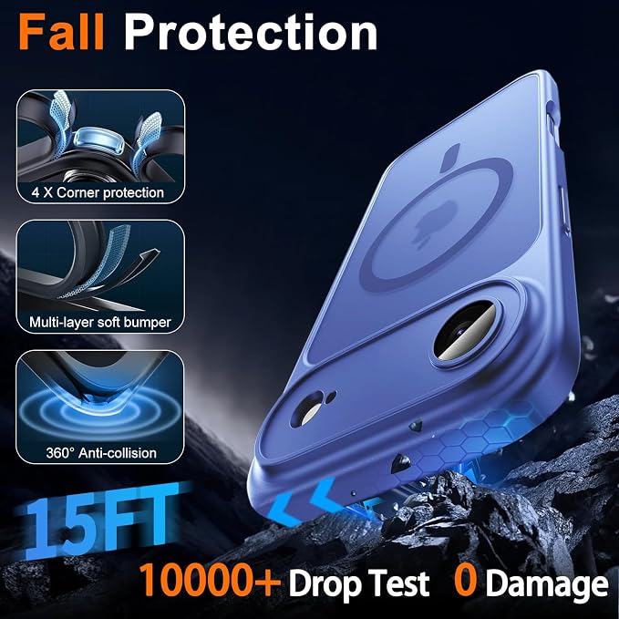 for iPhone Air Case with Privacy Screen Protector, Light Blue | Full Camera Protection, Magnetic, Compatible with MagSafe, Translucent Matte Shockproof Phone Cover for iPhone 17 Air - Image 6