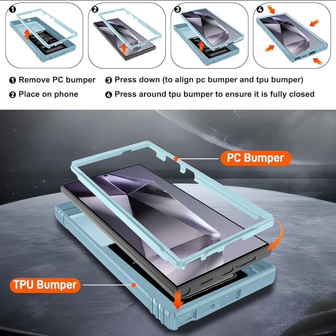 Gritup for S24 Ultra Phone Case: Phone Case Samsung S24 Ultra with Screen Protector*2 | Magnetic Stand & Slide Camera Cover | Shock Proof Military-Grade para GalaxyS24 Ultra Cover -Green - Image 4