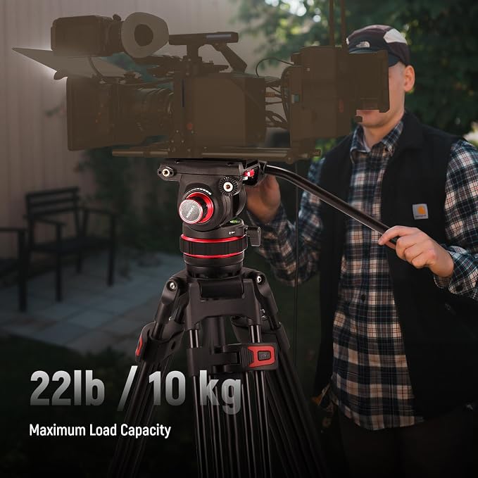 NEEWER 74" Video Tripod with Adjustable Damping Fluid Head, TP75 | Metal, Heavy Duty, Dual-Mode QR Plate, Compatible with DJI RS Gimbals, Flexible 360° Pan, +90°-75°Tilt, Max Load 22lb/10kg - Image 6