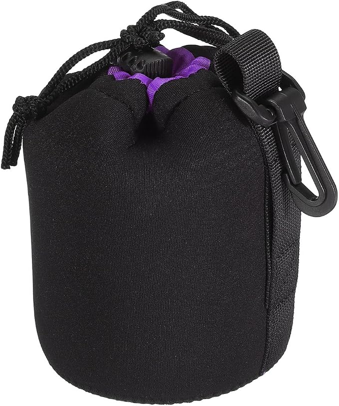 PATIKIL Camera Lens Bag, 3.3" IDx5.5 H Drawstring Lens Pouch with Thick Protective Neoprene, Lens Case for DSLR Camera Lens, Water Coffee Cups, Black, Purple - Image 3