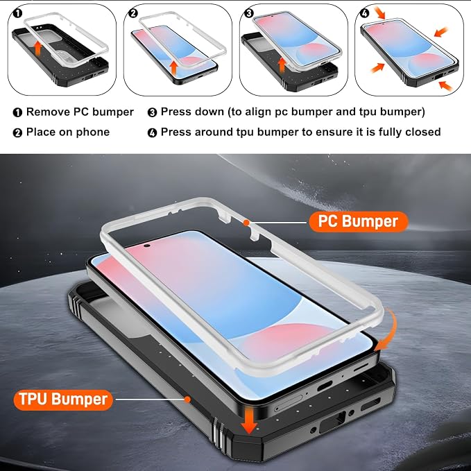 Gritup for Samsung A56-5G Case: Galaxy A56 Case with Screen Protector*2 | Magnetic Stand & Slide Camera Cover, Shock Proof Military-Grade para Samsung A 56 Cover, White+Black - Image 3