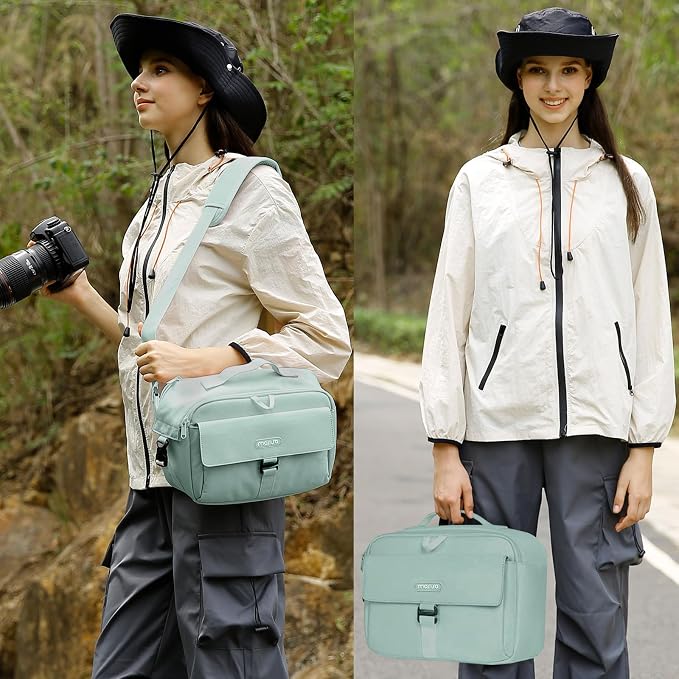 MOSISO Camera Shoulder Bag Camera Case Crossbody Sling Purse, Antique Green | DSLR/SLR/Mirrorless Compact Padded Photography Handbag with Rain Cover Compatible with Canon/Nikon/Sony Cameras and Lenses - Image 6