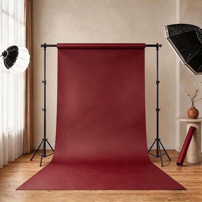 Burgundy Photo Backdrop Paper, Seamless Backdrop 53" x16.4' | Heavyweight matte backdrop paper with non-reflective surface for portraits, videos, product photos and studio photography. - Image 2