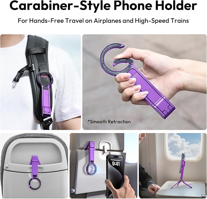 ULANZI MA30 Magnetic Phone Tripod Stand for iPhone-Aluminium Maglock Smartphone Mini Tripod Pocket Cell Phone Stand Strong Magnet Quick Mount Compatible with iPhone 17 16 15 14 13 12 Series, Purple - Image 2