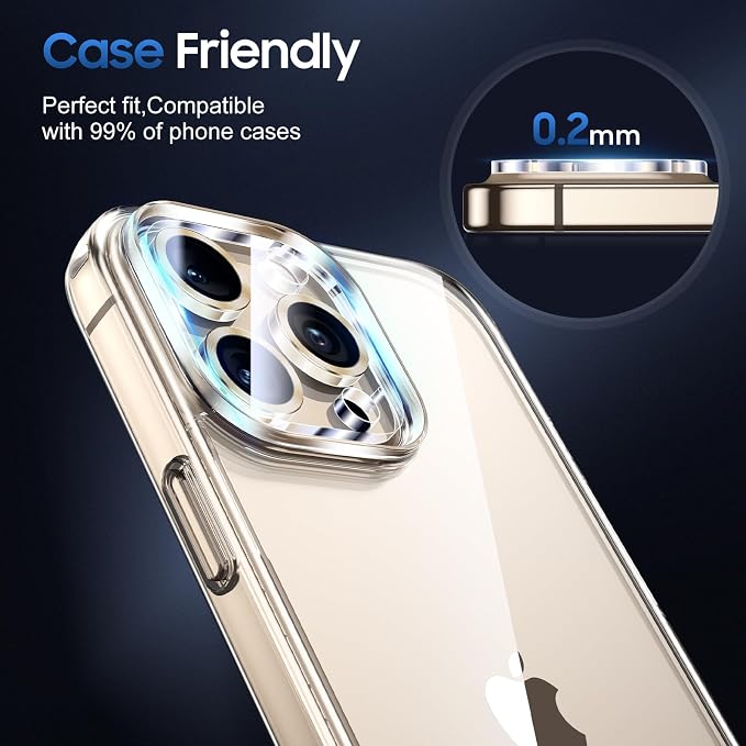 UniqueMe for 3 Pack iPhone 16 Pro/16 Pro Max Camera Lens Protector - Gold | Drop Protection, Case Friendly, 9H Tempered Glass, Camera Cover Screen, Update New Version - Image 6