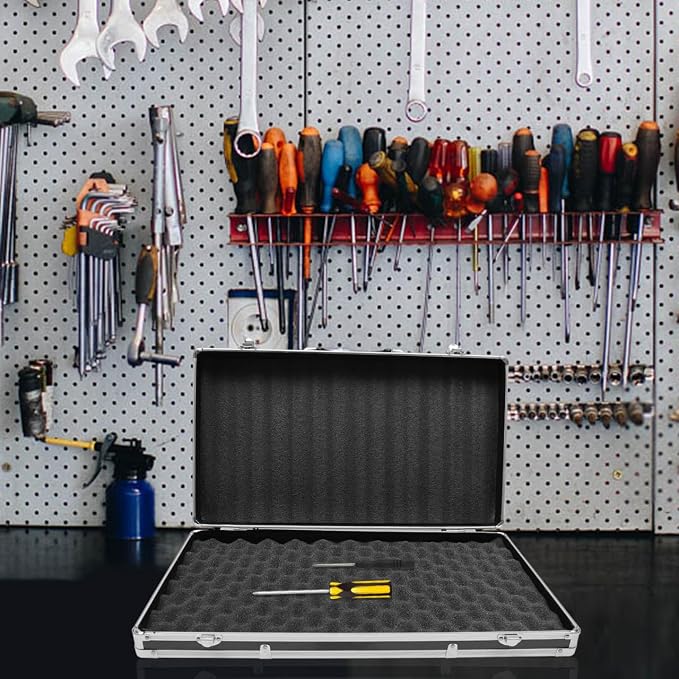 Aluminum Case with Foam Inserts - Aluminum Hard Case Carrying Metal Professional Portable Tool Box Organizer for Test Instruments Cameras Tools Parts and Accessories - Image 6