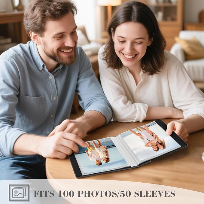 Artmag Photo Album 5x7 2 Packs Clear Pages Pockets Leather Cover Slip Slide in Photo Album Book Each Holds 100 Vertical 5x7 Photos Picture Book for Wedding Family (Red) - Image 4