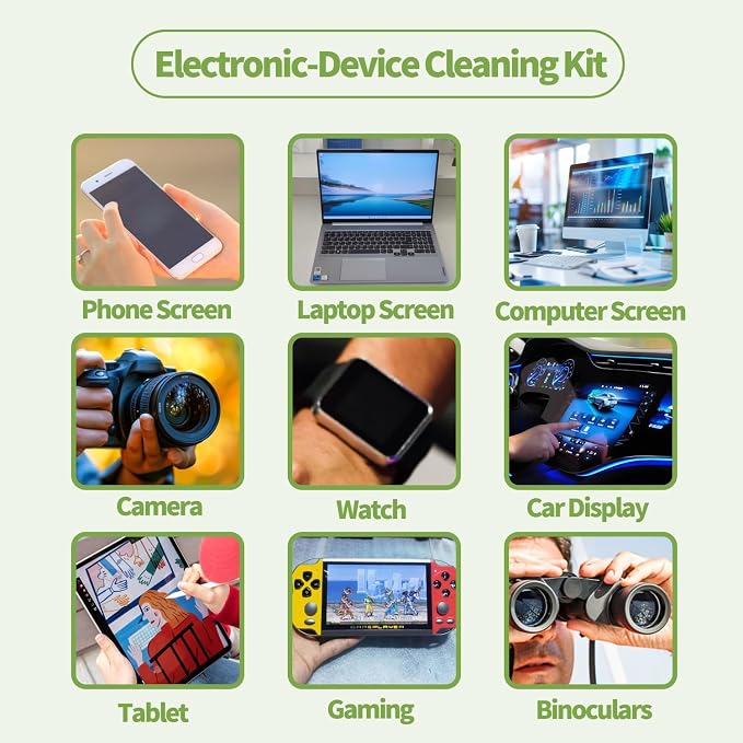 2 Pack Electronic Screen Cleaner Spray, Hatstart Cell Phone Touch Screens Cleaning for TV Laptop Computer Tablet PC LCD Flat Screens and Car Display, Compatible with iPhone iPad MacBook Pro, Green - Image 4