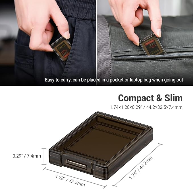 12 Pcs CFexpress Type-B/XQD Card Holders Storage Cases with Label Stickers | 12 Pcs independent cases, specially for CFexpress Type-B/XQD cards, dustproof anti-scratch protection, adhesive Label - Image 3