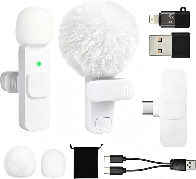 Mini Microphone for iphone Android Phone Tablet ipad PC, Usb C Wireless Lavalier Mic for Video Recording Vlogging Youtube Tiktok Podcast Interview content creators, Tiny Microphones Clip on Mics by Unknown