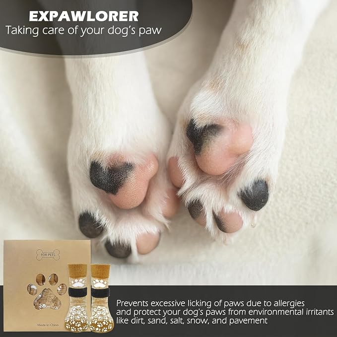 EXPAWLORER Anti Slip Dog Socks to Prevent Licking Paws, Dog Shoes for Hot Pavement, Dog Booties for Small Medium Large Senior Dogs, Traction Control Boots & Paw Protectors for Hardwood Floors - Image 7